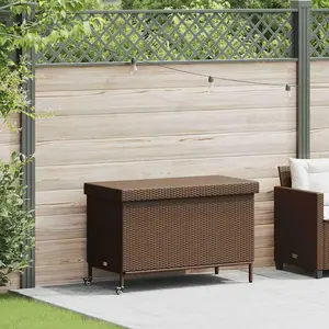 vidaXL Gartentruhe mit Rollen Braun 110x55x73 cm Poly Rattan günstig