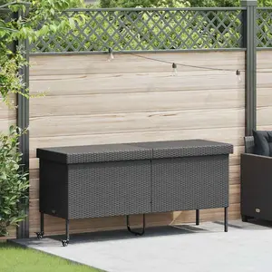 vidaXL Gartentruhe mit Rollen Schwarz 160x55x75 cm Poly Rattan günstig