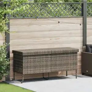 vidaXL Gartentruhe mit Rollen Grau 160x55x75 cm Poly Rattan günstig