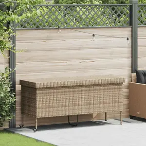 vidaXL Gartentruhe mit Rollen Beige 160x55x75 cm Poly Rattan günstig