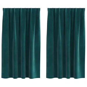 vidaXL Vorhang Vorhänge 2 stk. Dunkelgrün 140 x 140 cm Samt (2 St), Sa... günstig