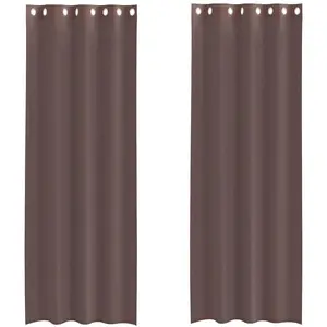 vidaXL Voile Vorhänge mit Ösen 2 Stk. Braun 140x300 cm günstig