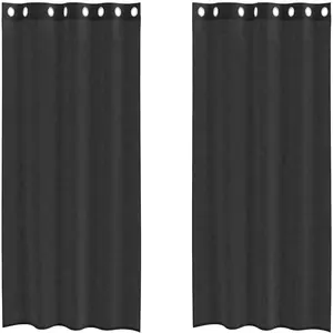 vidaXL Voile Vorhänge mit Ösen 2 Stk. Schwarz 140x245 cm günstig