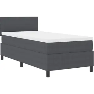 vidaXL Boxspringbett Dunkelgrau und Weiß 90 x 190 cm Cordstoff günstig