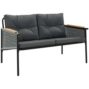 vidaXL Gartenbank mit Kissen 116 cm Schwarz Stahl günstig