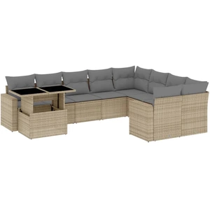 vidaXL 10-tlg. Garten-Sofagarnitur mit Kissen Beige Poly Rattan günstig