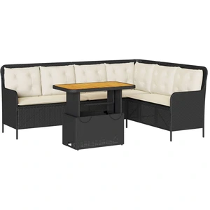 vidaXL 2-tlg. Garten-Sofagarnitur mit Auflagen Schwarz Poly Rattan günstig