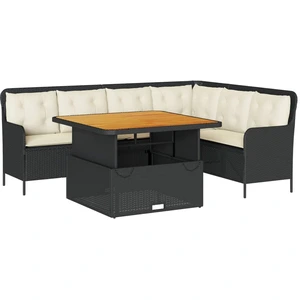 vidaXL 2-tlg. Garten-Sofagarnitur mit Auflagen Schwarz Poly Rattan günstig