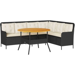 vidaXL 2-tlg. Garten-Sofagarnitur mit Auflagen Schwarz Poly Rattan günstig