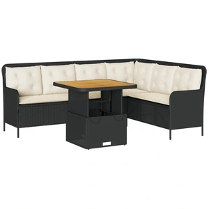 vidaXL 2-tlg. Garten-Sofagarnitur mit Auflagen Schwarz Poly Rattan günstig