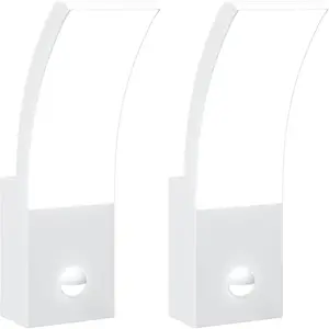 vidaXL LED-Außenwandleuchten mit Sensor 2 Stk. Weiß Aludruckguss