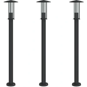 vidaXL Wegeleuchten 3 Stk. Schwarz 100 cm Edelstahl