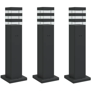 vidaXL Wegeleuchten mit Steckdose 3 Stk. Schwarz 50 cm Aluminium