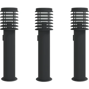vidaXL Wegeleuchten mit Steckdose 3 Stk. Schwarz 60 cm Edelstahl