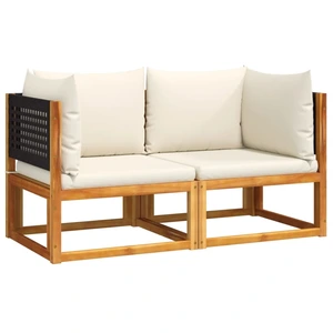 vidaXL Gartensofas-Ecke mit Kissen 2 Stk. Holz Akazie & Rattan günstig