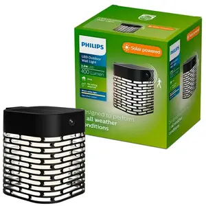 Philips LED-Solarwandleuchte Hara, schwarz, Sensor, IP44