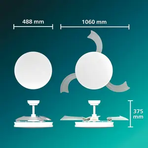 Philips LED-Deckenventilator Solr, weiß, DC, leise, CCT günstig