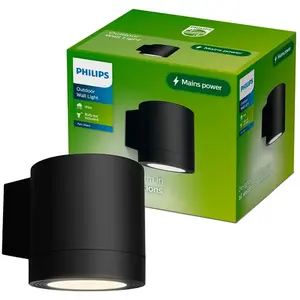 Philips Außenwandleuchte Fylx, schwarz, Metall, IP44, GU10