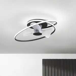 INTEC LED-Deckenventilator Storm, schwarz/weiß, Ø 77 cm CCT, leise günstig
