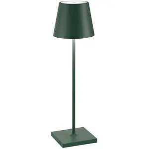 Zafferano Poldina Pro Dark Green LED-Tischlampe, wiederaufladbar und d...