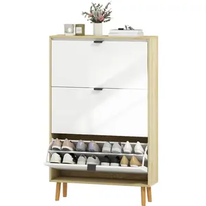 HOMCOM Schuhschrank platzsparend Slim mit 3 Klappentüren, Schuhschrank... günstig