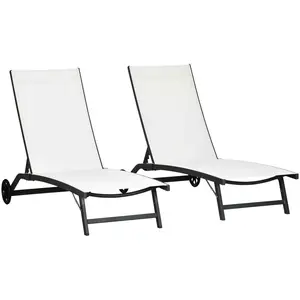Outsunny Set mit 2 Gartenliegen mit Rollen und 5-fach verstellbarer Rü... günstig