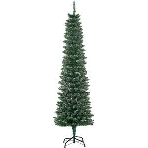 HOMCOM Schlanker Weihnachtsbaum mit 443 Zweigen, verschneiter künstlic...