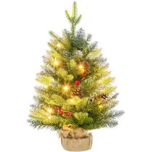 HOMCOM Mini-Weihnachtsbaum mit integrierter Beleuchtung, 60 cm, kleine...