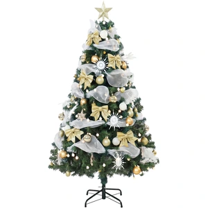 HOMCOM Weihnachtsbaum 180cm mit 200 warmweißen LEDs, üppig realistisch...