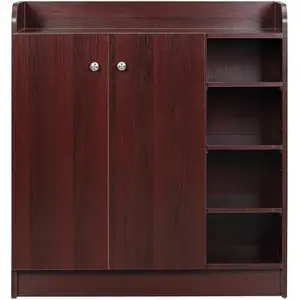 HOMCOM Schuhschrank Platzsparend und Modern aus Holz für 12 Paar Schuhe mit 4 Offenen Regalen, 83x30x90 cm, Farbe Braun Aosom günstig