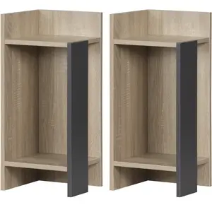 HOMCOM Nachttischset Modernes Grau mit Offener Ablage, 2 Stück aus Spanplatte für Schlafzimmer und Wohnzimmer, 27x25x60 cm Aosom günstig