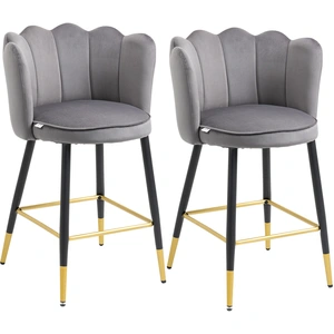 HOMCOM Set mit 2 Samt Barhockern mit Fußstütze und Stahlbasis, 59x52x9... günstig
