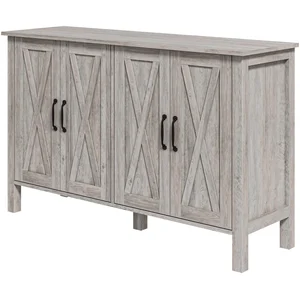 HOMCOM Mobiletto Rustico mit 2 verstellbaren Regalböden, Buffetschrank für Fernseher bis zu 55 Zoll mit 4 Holztüren, 120x37x75 cm, Grau   Aosom günstig