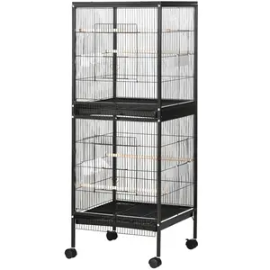 PawHut Vogelkäfig 2 in 1 Voliere für Innenbereich mit 4 Drehbaren Räde... günstig