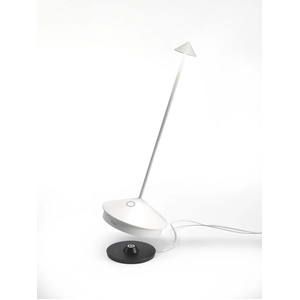 Zafferano Pina Tischlampe - Aufladbare LED Außenlampe - 29 cm - Weiß