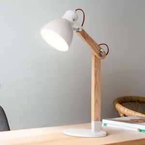Tischleuchte Sveva aus Holz, weiß/esche günstig