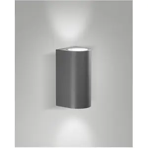 Fabas Luce, Gartenbeleuchtung, HELI DARK GREY LED Wandleuchte 12W warm...