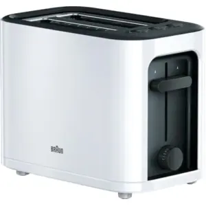 BRAUN Toaster 2-Scheiben Toaster mit 1000 Watt Leistung im klassischen...