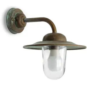 Außenwandlampe Casale, Messing, Glas, IP44, Ausladung 30 cm