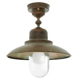 Außen-Deckenleuchte Turino, IP44, Messing, Glas, Ø 30 cm