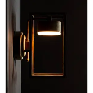 LED-Außenwandlampe Cubic 3372 messing antik/opal