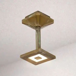 LED-Außendeckenleuchte Aura Frame, Höhe 20 cm, messing antik