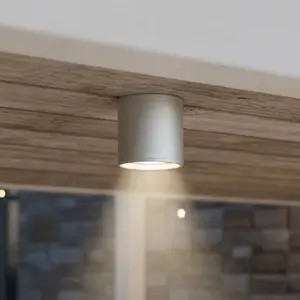 Ideal Lux Deckenleuchte Gun, grau, Aluminium, IP44, GU10
