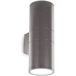 Ideal lux, Gartenbeleuchtung, GUN Wandleuchte E27 2-fach dimmbar Anthr...