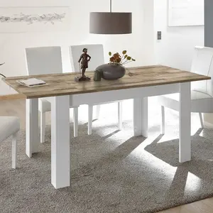 Ausziehbarer Küchentisch in Hochglanz Weiß Holz 90x137-185cm Dyon Basic günstig
