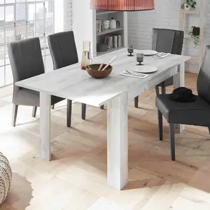 Ausziehbarer Esstisch aus Holz 90x137-185cm Hochglanz Weiß Vigo Urbino günstig