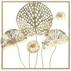 Wanddekoration Mauro Ferretti Gold Flowers 50x5x50 cm günstig