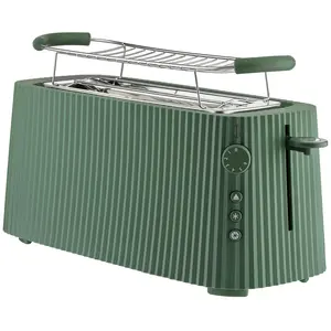 Alessi - Plissé Langer Toaster mit Brötchenaufsatz, grün