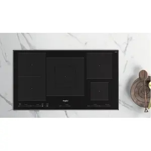 Whirlpool WT 1090 BA, Schwarz, Integriert, 90 cm, Zonen-Induktionskochfeld, Glaskeramik, 5 Zone(n)