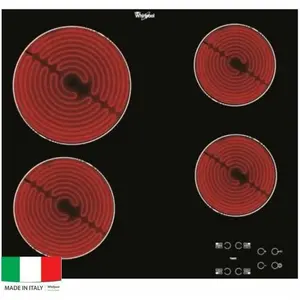 Whirlpool AKT 8090/NE, Schwarz, Integriert, 60 cm, Keramik, Glas, 4 Zone(n)